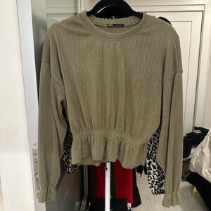 Zara Khaki Olive Green Top - S